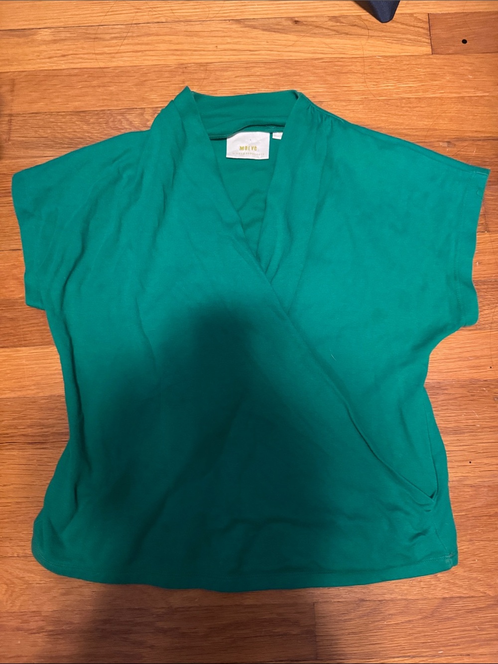 Maeve Anthropologie Forest Green Wrap-Front Top Women Medium Made in Turkey